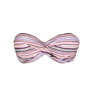 VICTORIA’S SECRET STRIPED BANDEAU STYLE BIKINI SWIMSUIT TOP SIZE 34DD IN EUC